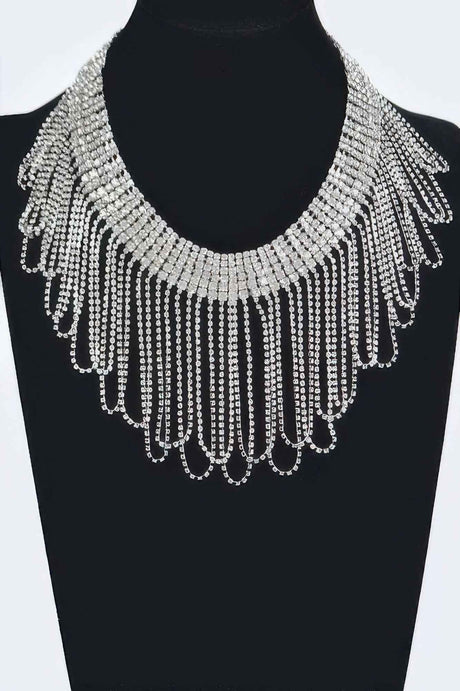 Rhinestone Fringe Necklace