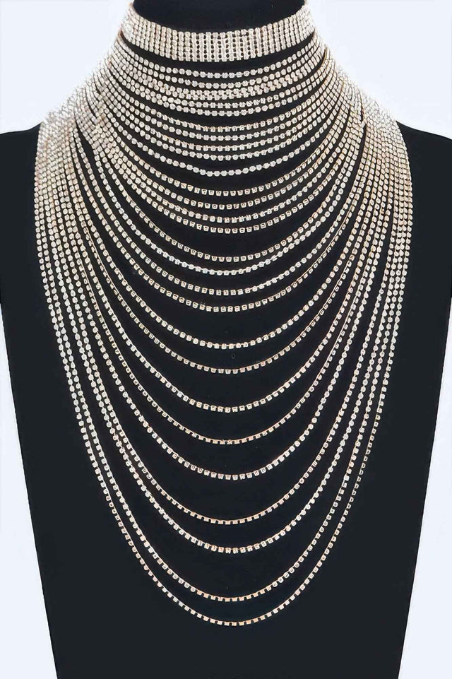 Multi Layered Rhinestone Necklace