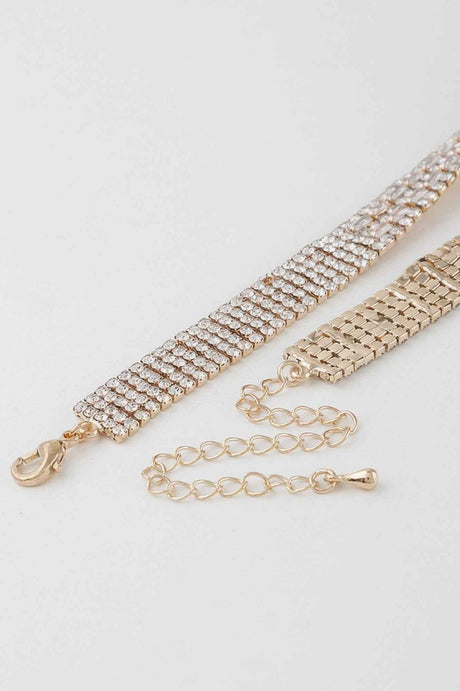 Multi Rhinestone Crystal Choker Necklace