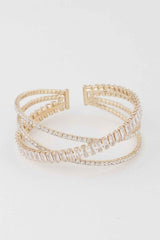 Triple Crystal Laced Cuff Bracelet