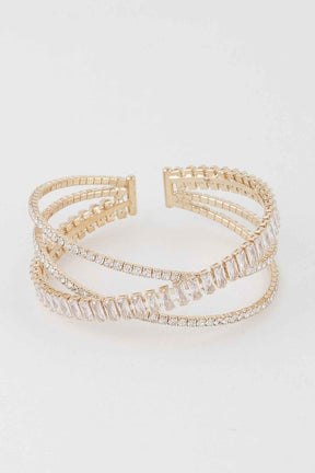 Triple Crystal Laced Cuff Bracelet