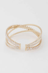 Triple Crystal Laced Cuff Bracelet