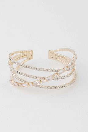 Multi Crystal Laced Cuff Bracelet