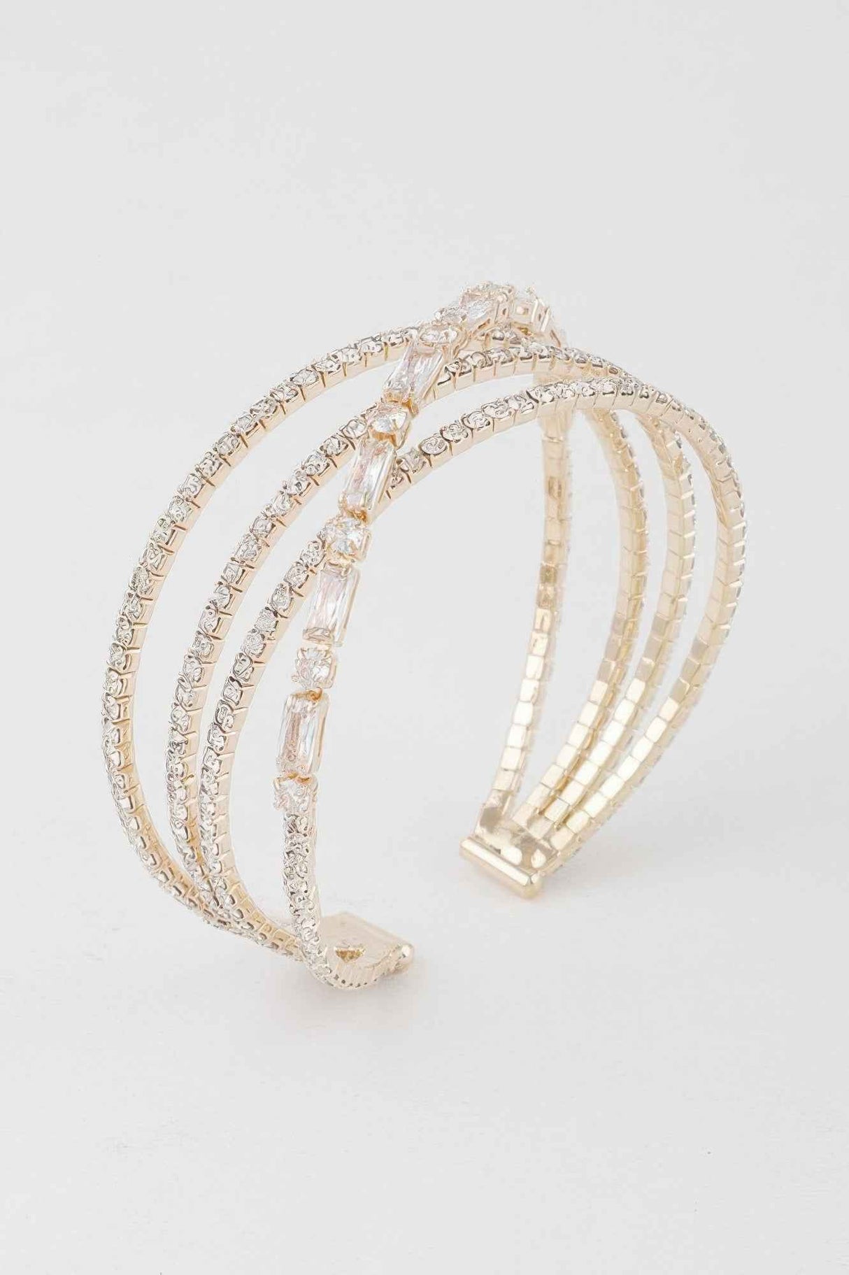 Multi Crystal Laced Cuff Bracelet