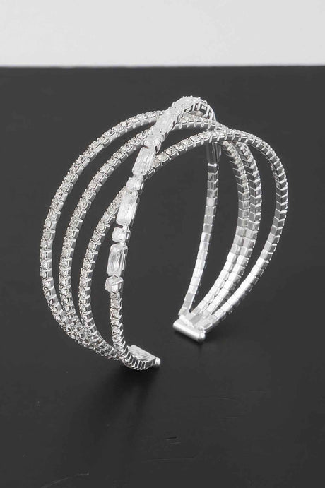 Multi Crystal Laced Cuff Bracelet