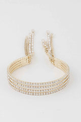 Multi Rhinestone Drop Cuff Bracelet