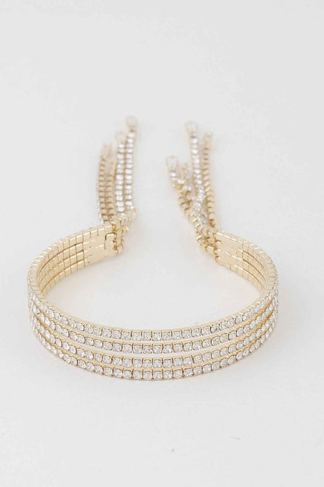 Multi Rhinestone Drop Cuff Bracelet