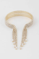 Multi Rhinestone Drop Cuff Bracelet