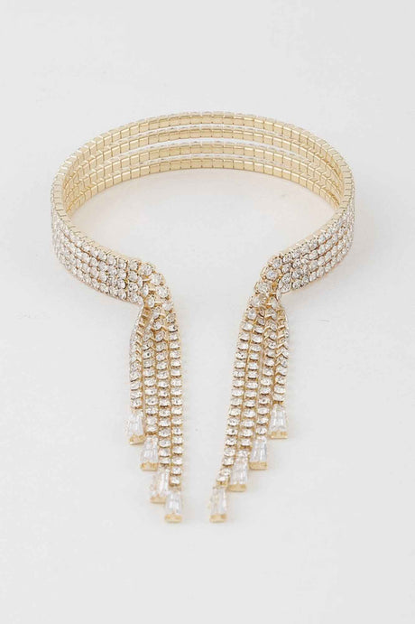 Multi Rhinestone Drop Cuff Bracelet