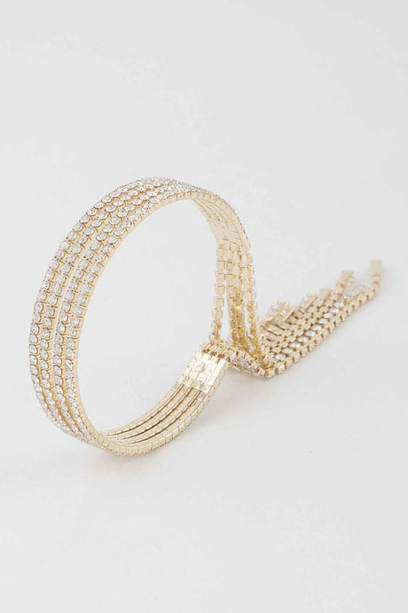 Multi Rhinestone Drop Cuff Bracelet