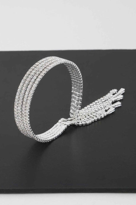 Multi Rhinestone Drop Cuff Bracelet