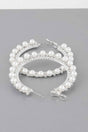 Pearl Lined Rhinestone Hoop Earrings