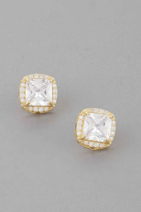 Embedded Cubic Rhinestone Stud Earrings