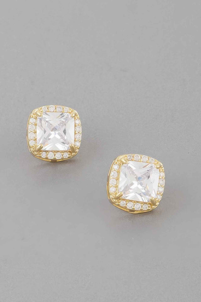 Embedded Cubic Rhinestone Stud Earrings