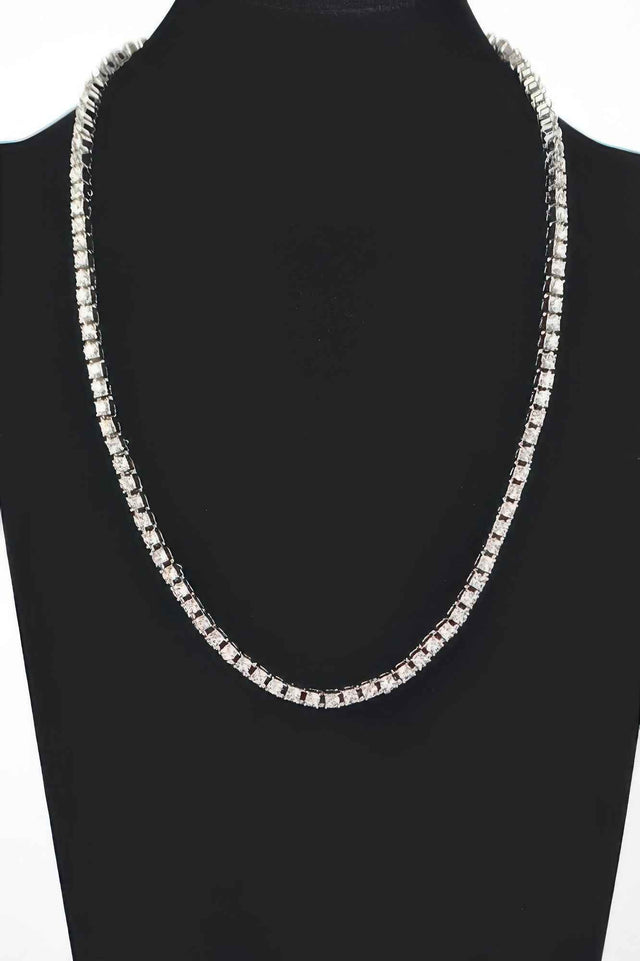 Rhinestone Chain Layered Necklace 60cm
