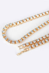 Rhinestone Chain Layered Necklace 60cm