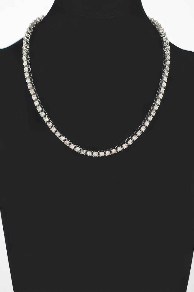 Rhinestone Chain Layered Necklace 45cm