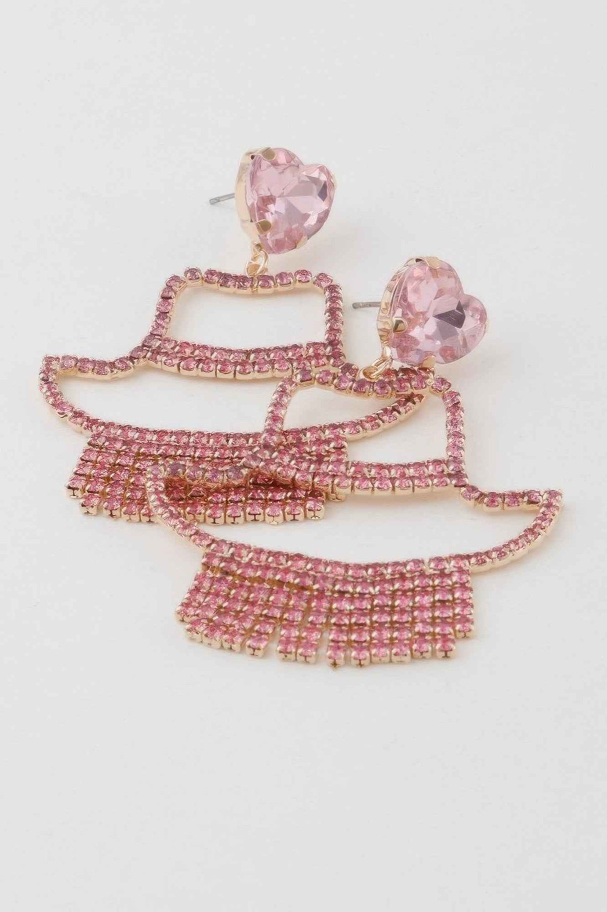 Rhinestone Heart Girl Earrings