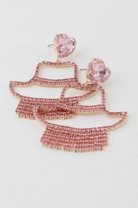 Rhinestone Heart Girl Earrings