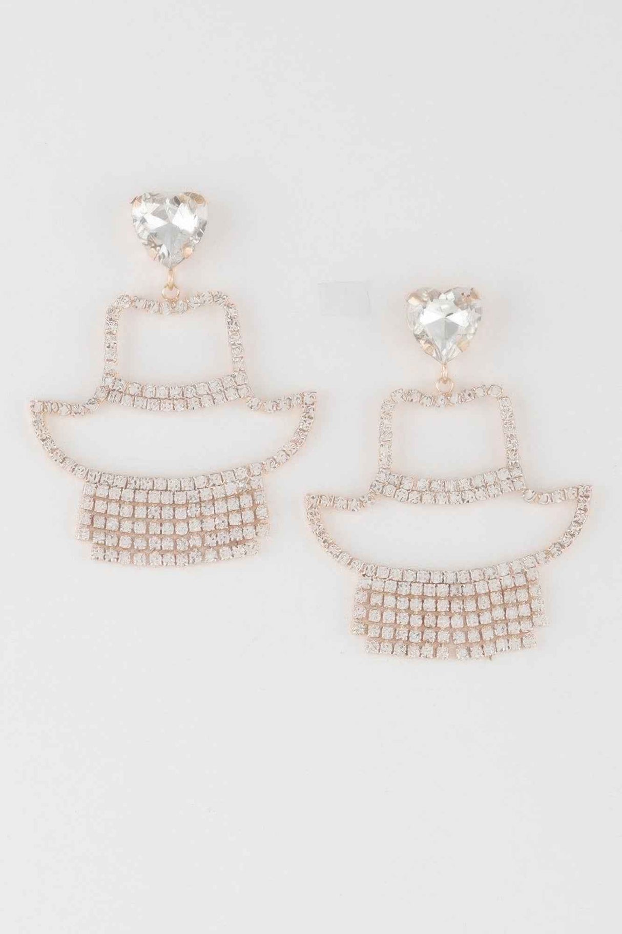Rhinestone Heart Girl Earrings