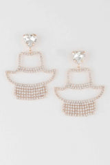 Rhinestone Heart Girl Earrings