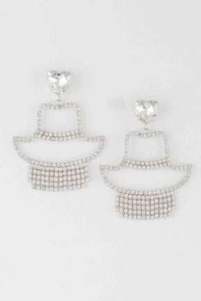 Rhinestone Heart Girl Earrings