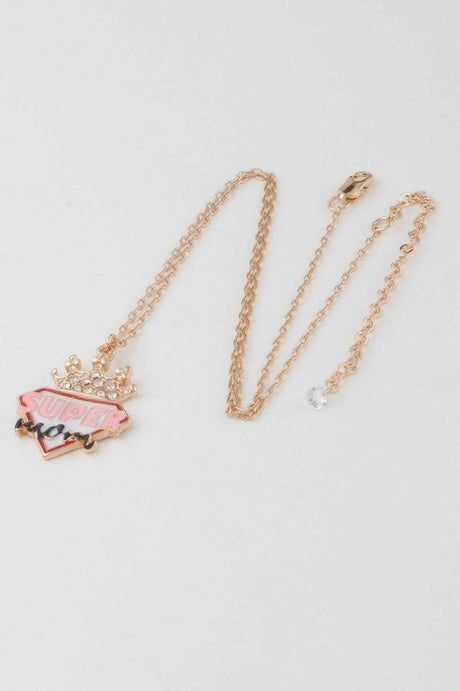 Super Mom Diamond Crown Necklace