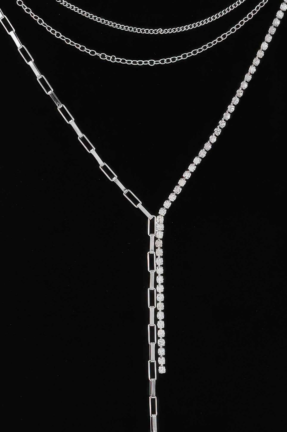 Multi Rhinestone Chain Necklace