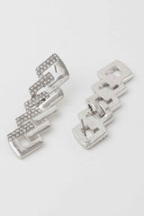 Jeweled Curb Chain Drop Earrings