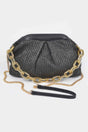 Faux Straw Frame Bag W/link Chain