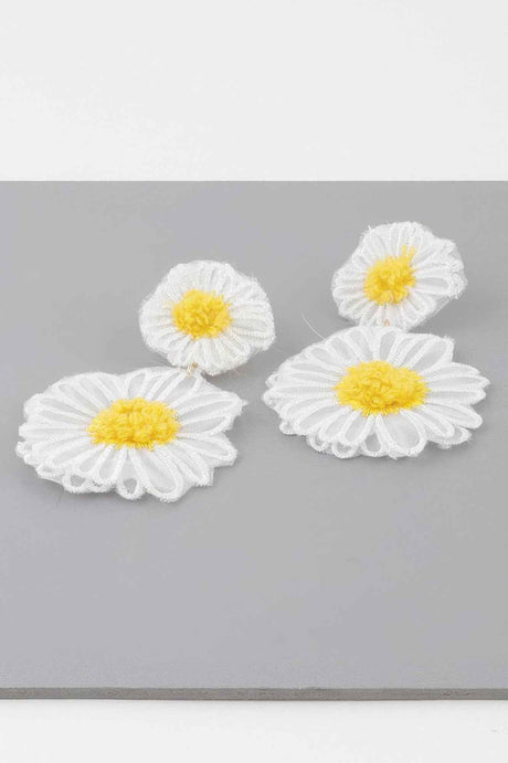 Fabric Daisy Flower Earrings
