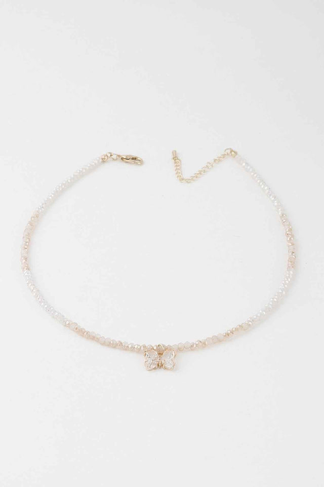 Crystal Butterfly Beaded Necklace