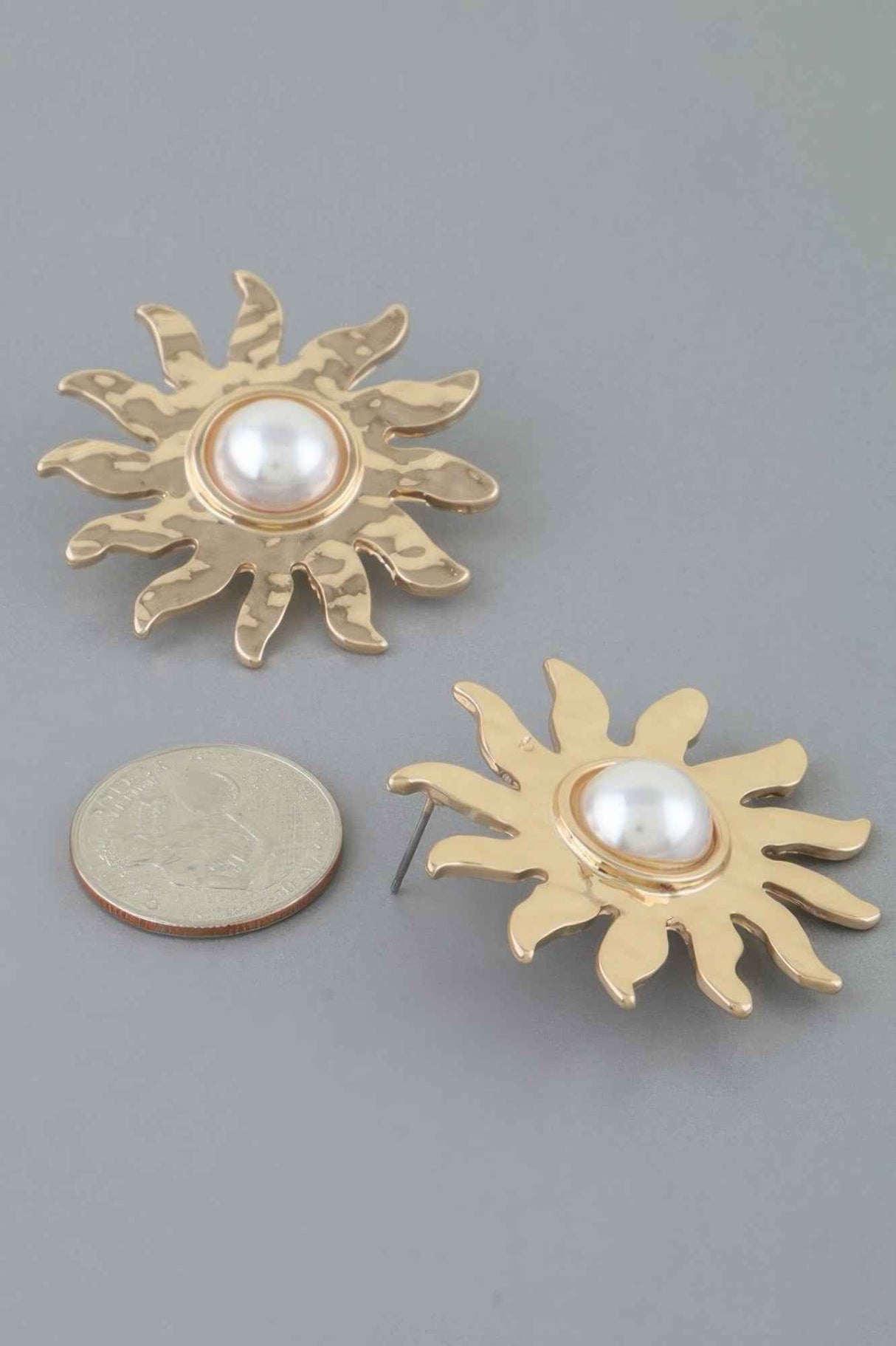 Rising Sun Pearl Stud Earrings