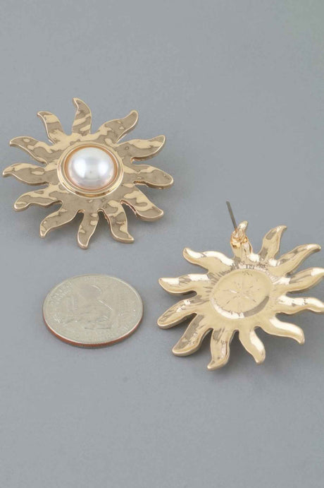 Rising Sun Pearl Stud Earrings