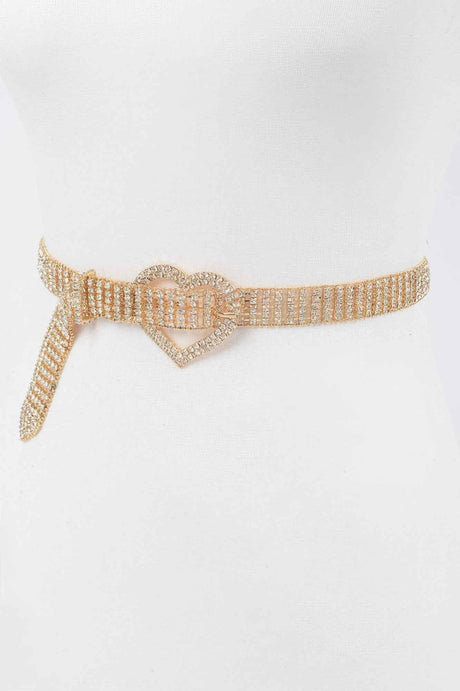 Heart Shape Buckle Rhinestone Belt