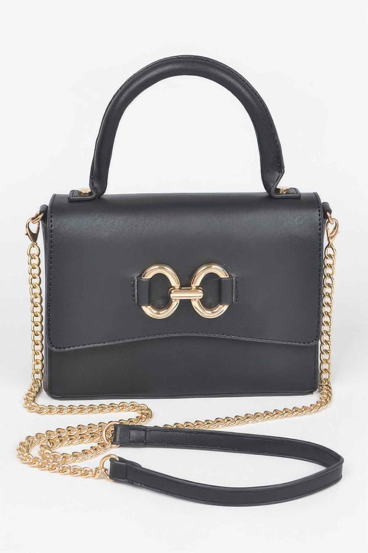 Faux Leather Top Handle Bag