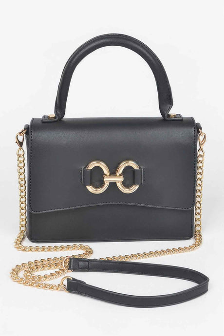 Faux Leather Top Handle Bag