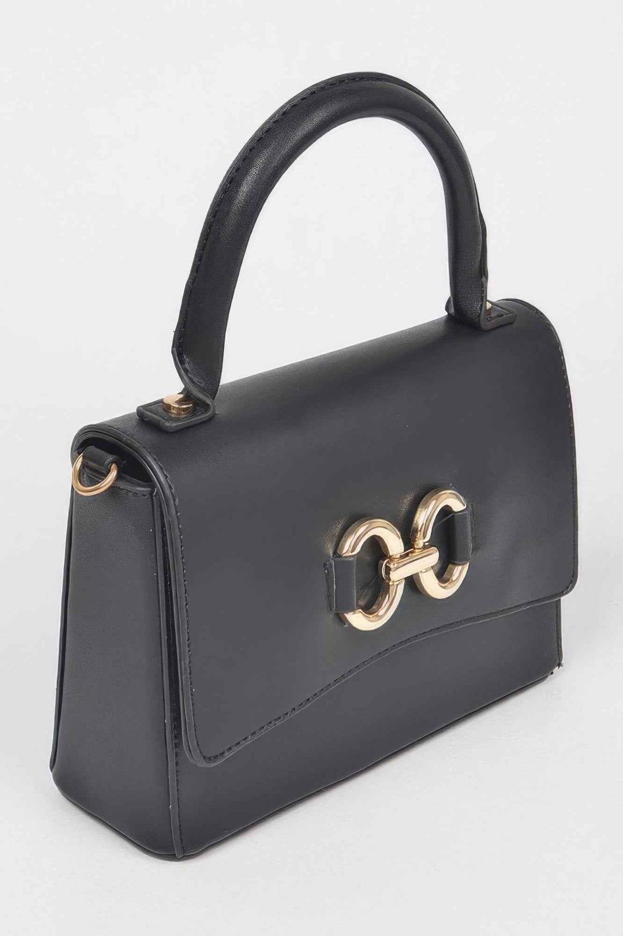 Faux Leather Top Handle Bag