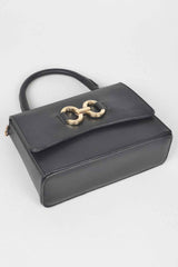 Faux Leather Top Handle Bag