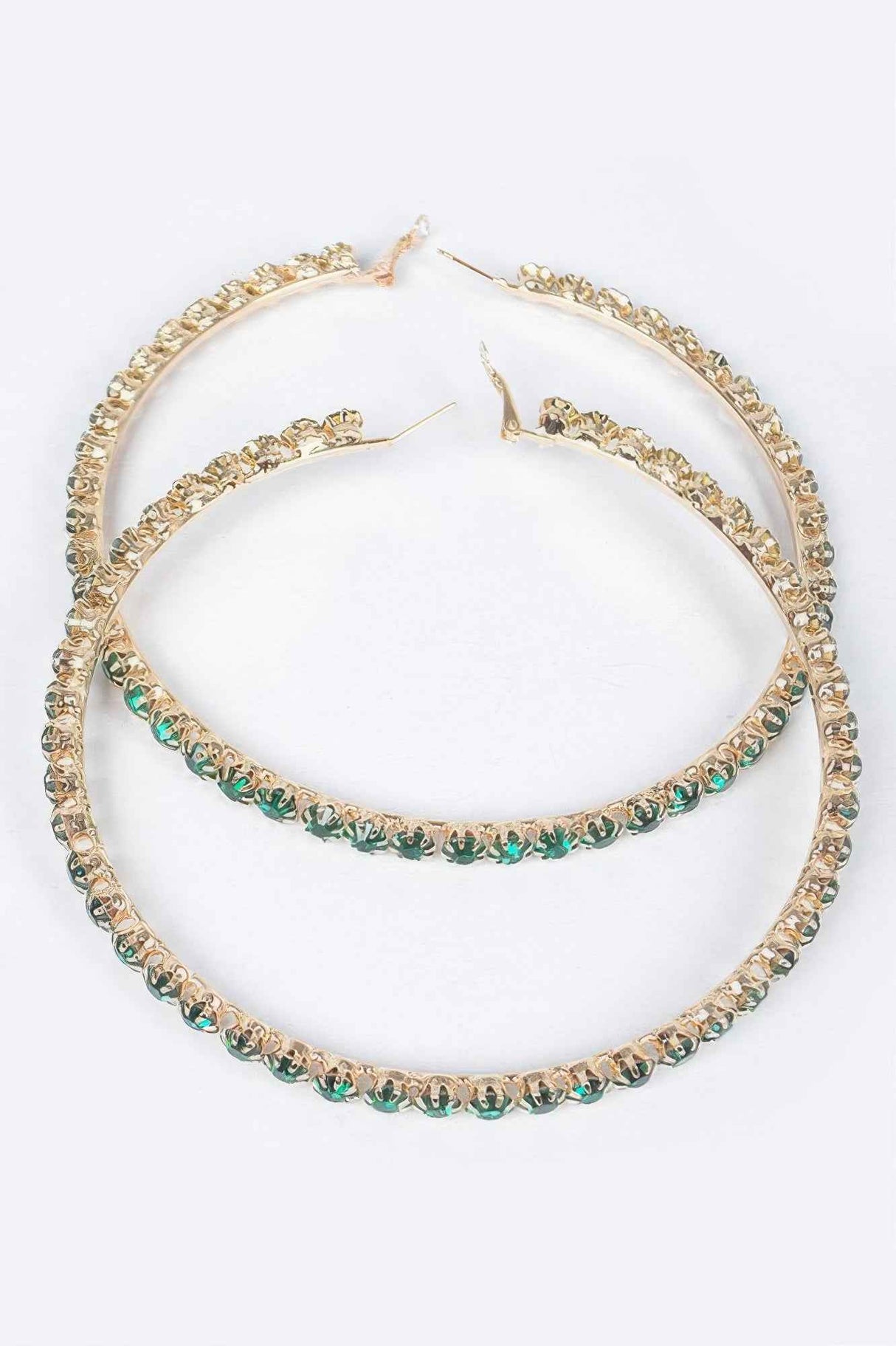Upside Down Multi Rhinestone Hoop Earring