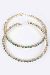 Upside Down Multi Rhinestone Hoop Earring