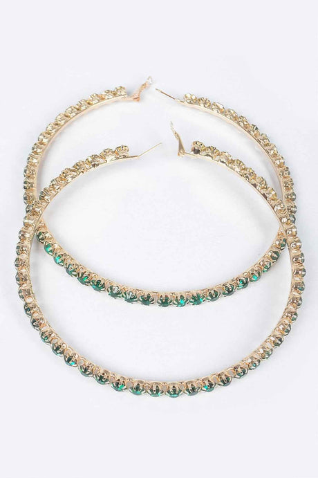 Upside Down Multi Rhinestone Hoop Earring
