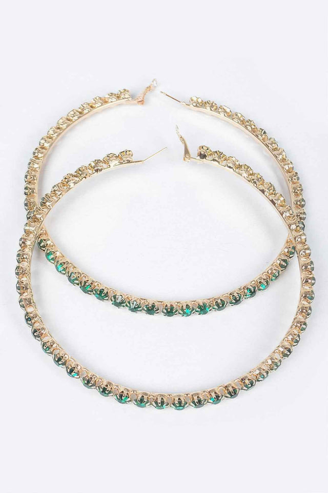 Upside Down Multi Rhinestone Hoop Earring
