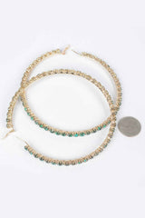 Upside Down Multi Rhinestone Hoop Earring