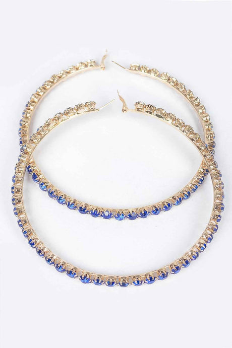 Upside Down Multi Rhinestone Hoop Earring