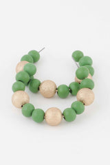 Two Toned Bead Hoop Earrings