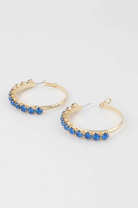 Half Jeweled Hoop Earrings