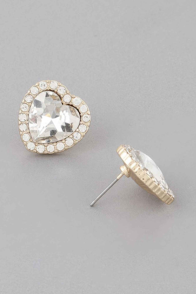 Heart Jewel Stud Earrings