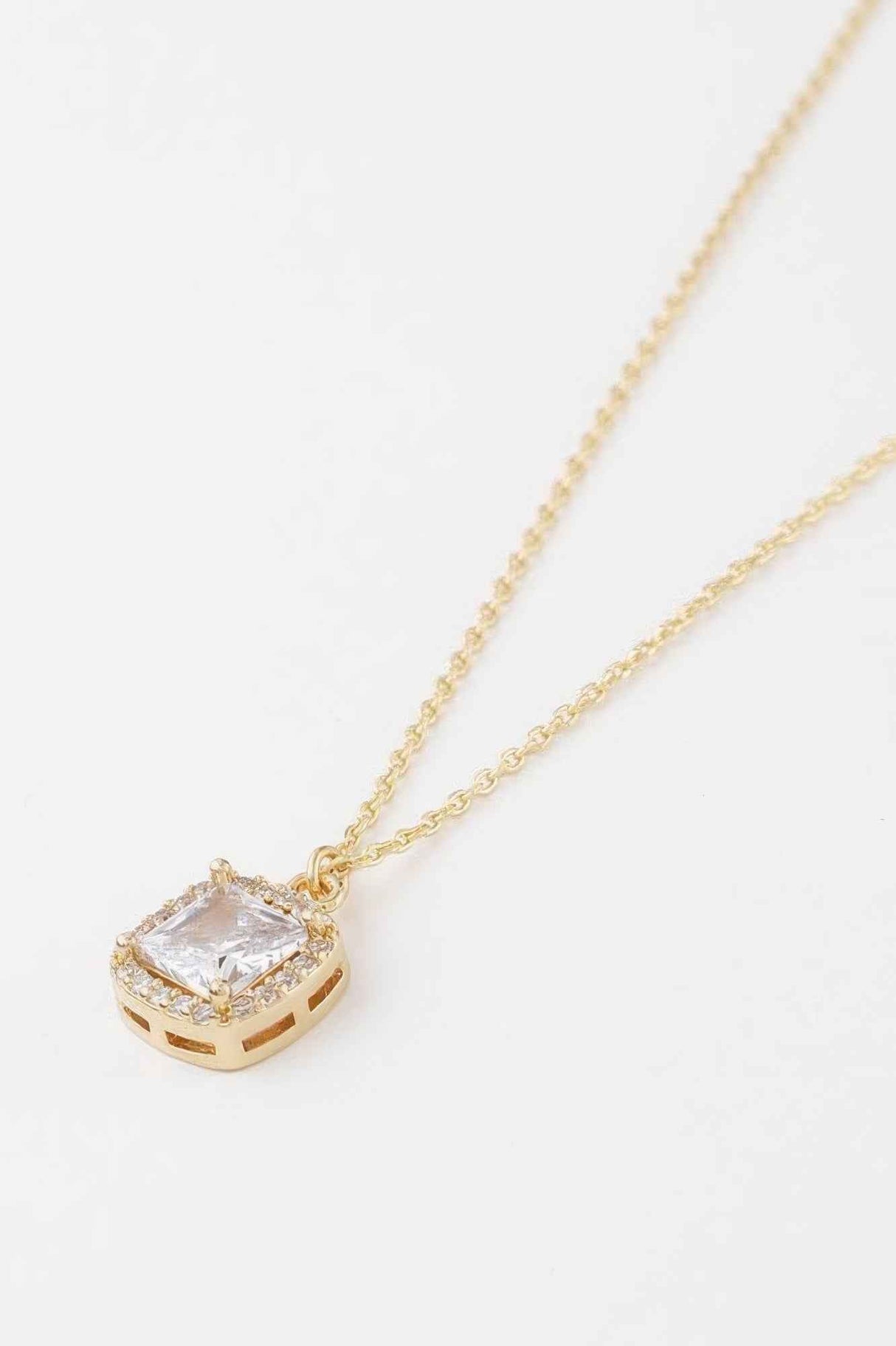 Cubic Rhinestone Pendant Necklace