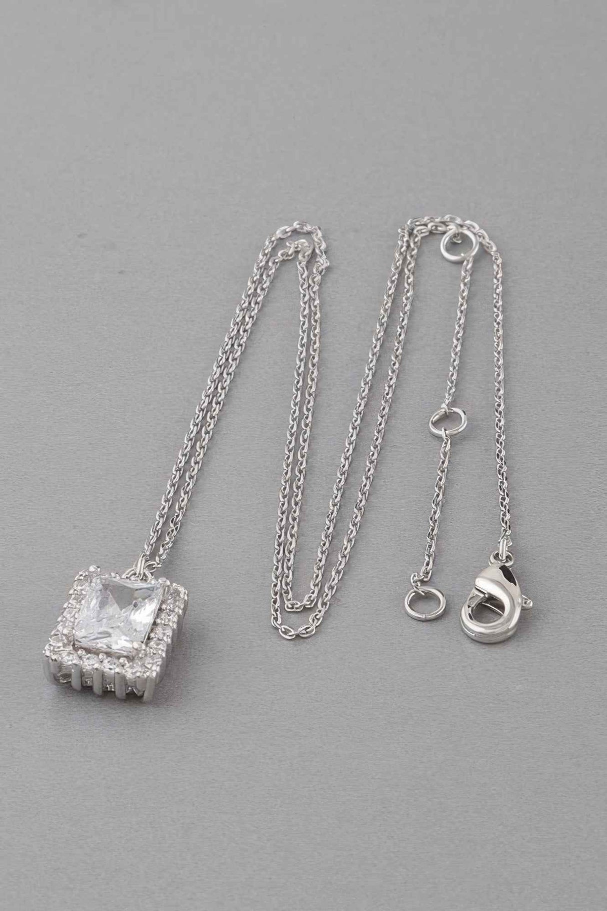 Framed Rhinestone Pendant Necklace